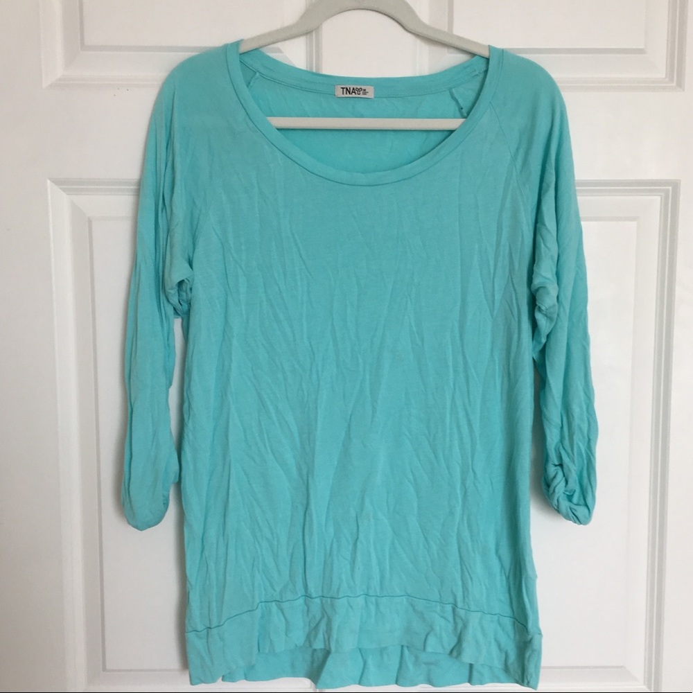 TNA/Aritzia loose turquoise top